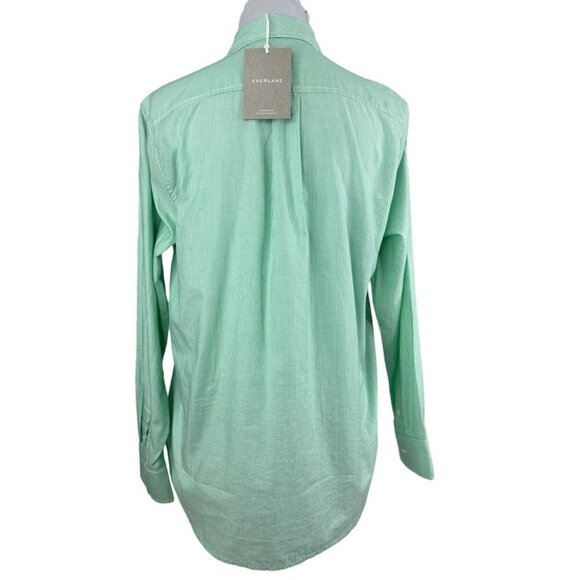 Everlane Women’s NWT Green Striped The Silky Cotton‎ Relaxed Career Shirt 0/C38 - Picture 4 of 14